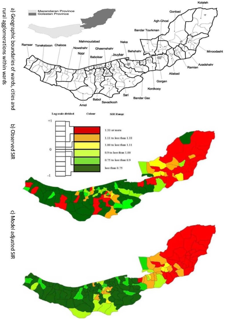 A figure from Disease Mapping and Regression with Count Data in the Presence of Overdispersion and Spatial Autocorrelation: A Bayesian Model Averaging Approach