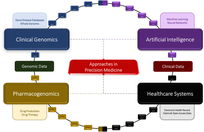 A figure from Artificial Intelligence, Healthcare, Clinical Genomics, and Pharmacogenomics Approaches in Precision Medicine Abdelhalim et al. Interdisciplinary Precision Medicine Approaches